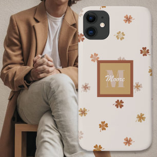 Four Leaf Clovers on light in rustic earthtones iPhone 17 Case