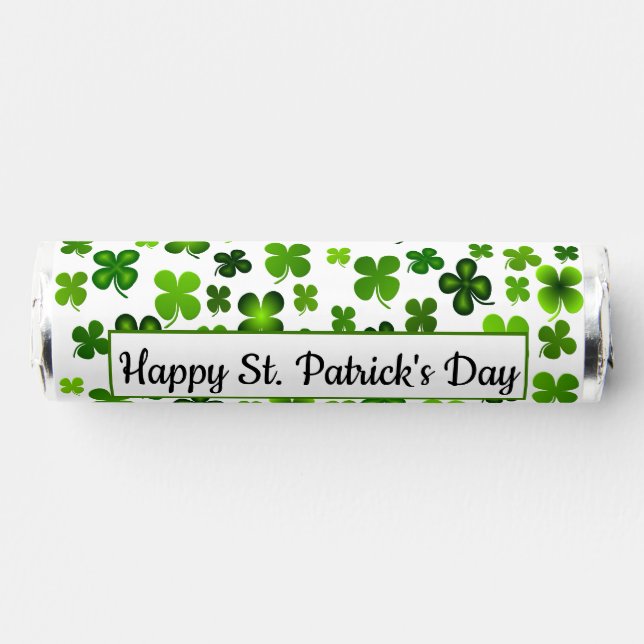 Four Leaf Clovers Pattern Happy St. Patrick's Day Breath Savers® Mints (Front)