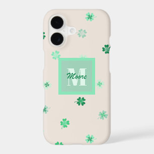 Four Leaf Clovers scattered on cement white iPhone 17 Case