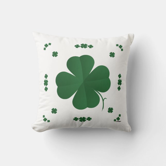 Four Leaf Clovers Throw Pillow (Front)