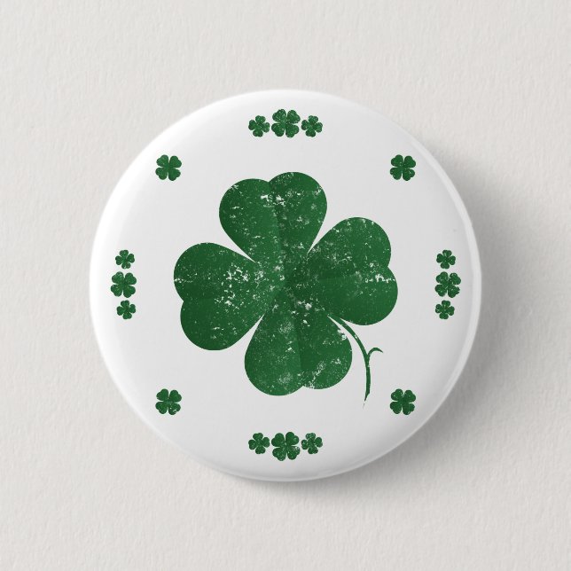 Four Leaf Clovers - vintage style Button (Front)
