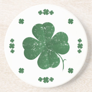 Four Leaf Clovers - vintage style Drink Coaster