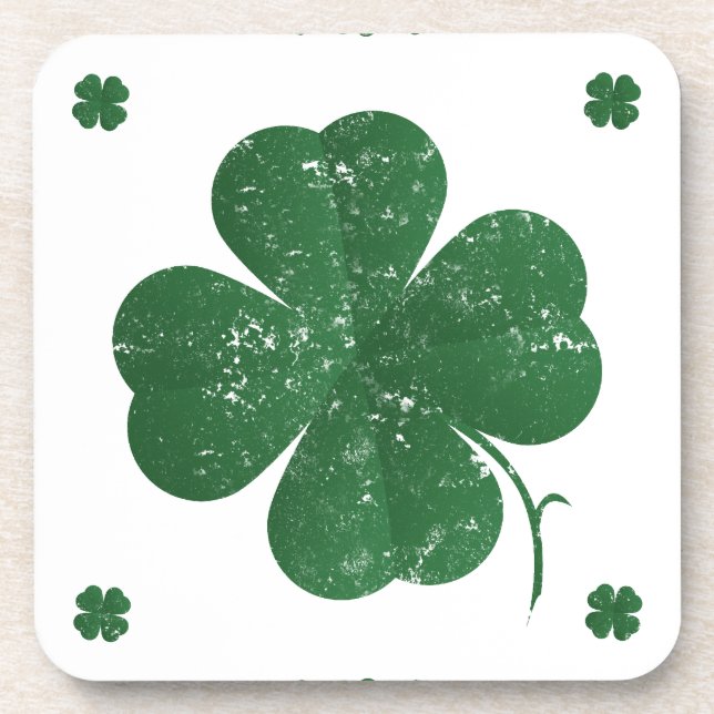 Four Leaf Clovers - vintage style Drink Coaster (Front)