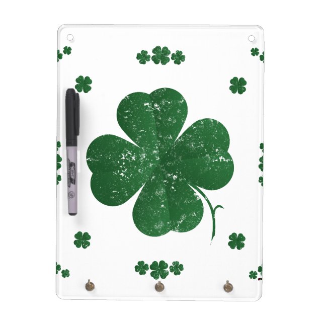 Four Leaf Clovers - vintage style Dry Erase Board (Front)