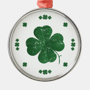 Four Leaf Clovers - vintage style Metal Ornament
