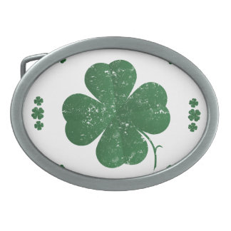 Four Leaf Clovers - vintage style Oval Belt Buckle