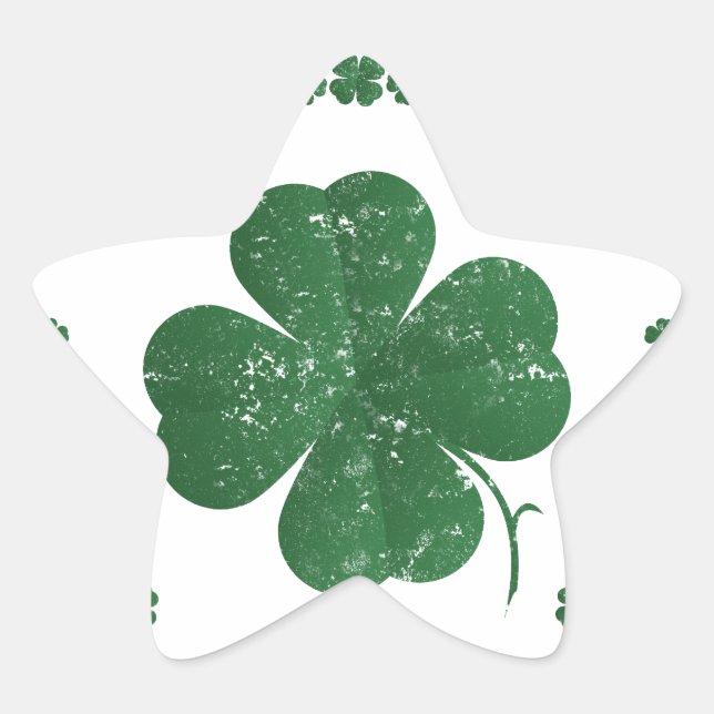 Four Leaf Clovers - vintage style Star Sticker (Front)
