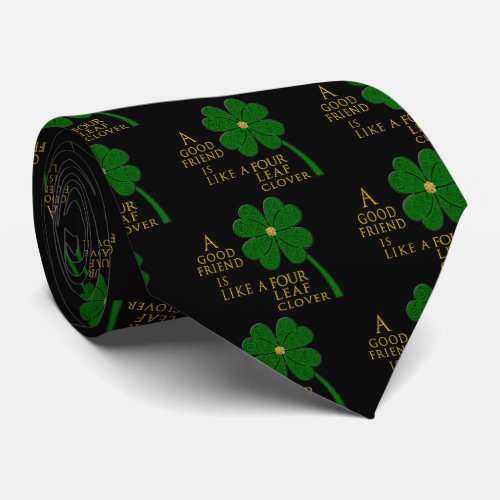 Four Leaf Green Clover Saying Neck Tie