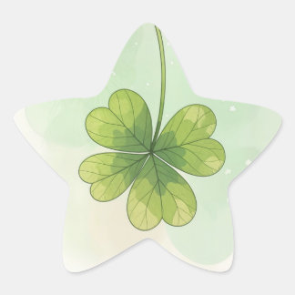 Four-Leaf Lucky Clover Design Star Sticker