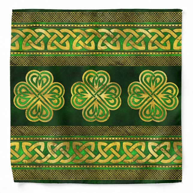 Four-leaf Lucky Clover Shamrock Ornament Bandana (Front)