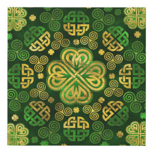 Four-leaf Lucky Clover Shamrock Ornament Faux Canvas Print