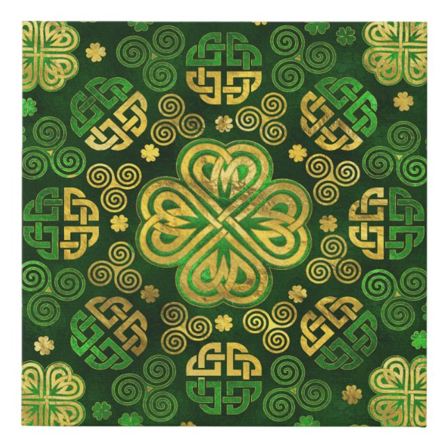 Four-leaf Lucky Clover Shamrock Ornament Faux Canvas Print (Front)