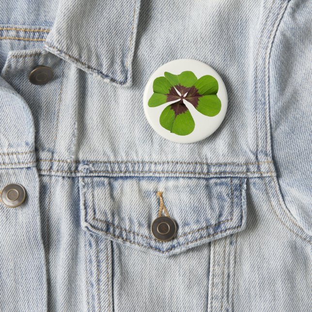 Four Leaf Lucky Clover St Patricks Day Good Luck Button (In Situ)