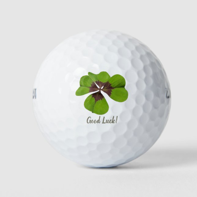 Four Leaf Lucky Clover St Patricks Day Good Luck Golf Balls (Front)