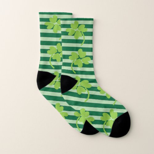 Four Leaf Lucky Clover St Patricks Day Pattern Socks
