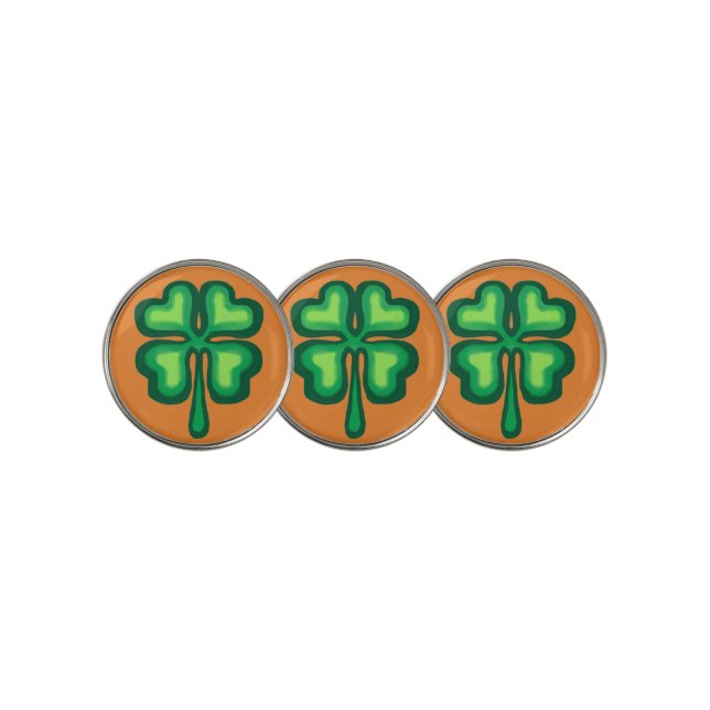 Four leaf lucky Irish shamrock Golf Ball Marker (3 Up)