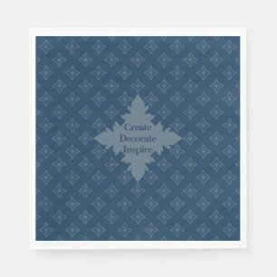 Four Leaf Rosette Airforce Blue Foulard Pattern Napkins