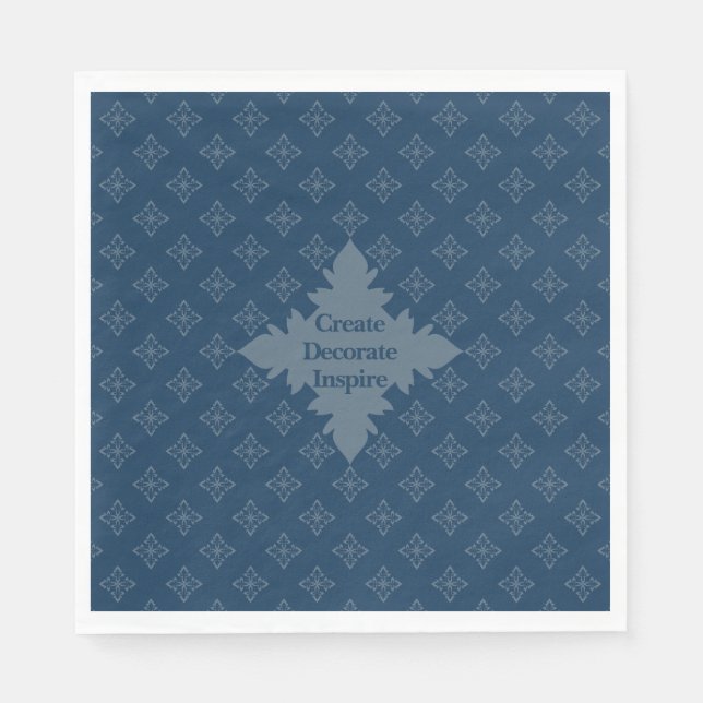 Four Leaf Rosette Airforce Blue Foulard Pattern Napkins (Front)