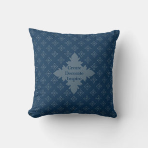 Four Leaf Rosette Airforce Blue Foulard Pattern Throw Pillow