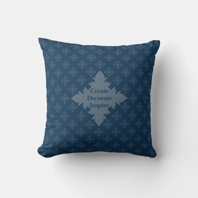 Four Leaf Rosette Airforce Blue Foulard Pattern  Throw Pillow (Front)