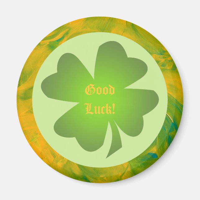 Four Leafed Clover Round Magnet (Front)