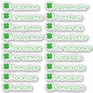 Four Leaves Clover Custom Multiple Name Stickers