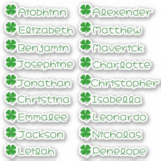 Four Leaves Clover Custom Multiple Name Stickers (Front)