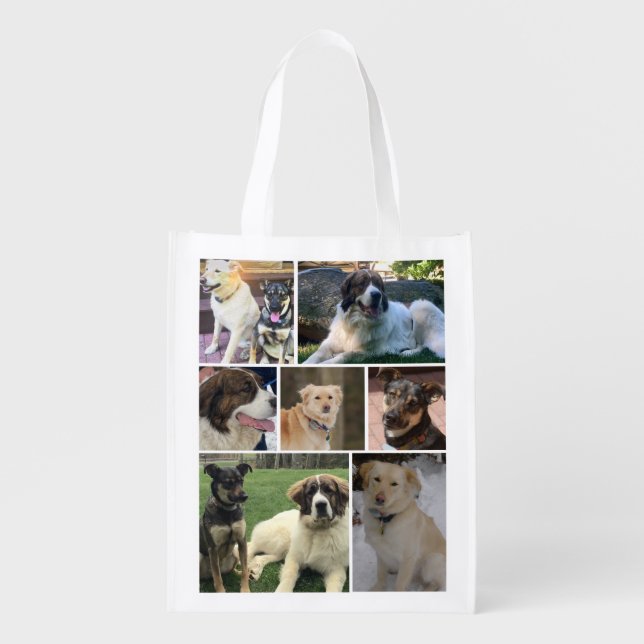 Four Legged Friends Customized Pet Collage Market Grocery Bag (Front)