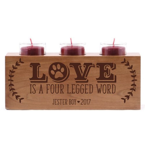 Four Legged Word Sweet Cherry Wood Candle Holder