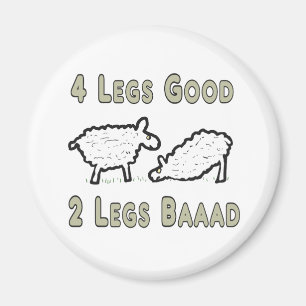 Four Legs Good Funny Sheep Pun Magnet
