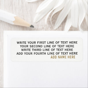 four lines of editable text on simple basic white label