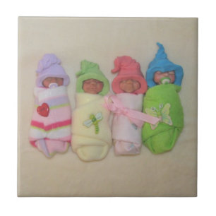 Four Little Babies: Polymer Clay Sculptures Tile
