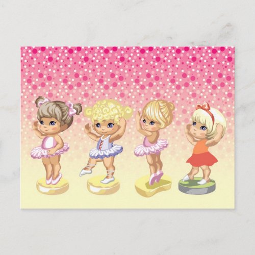 Four little ballerinas in tutus postcard