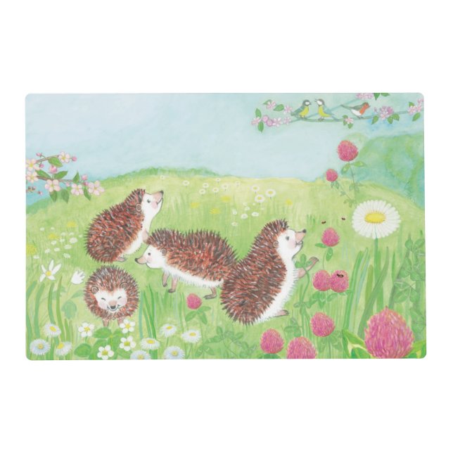 Four Little Hedgehogs in the Meadow Placemat (Front)