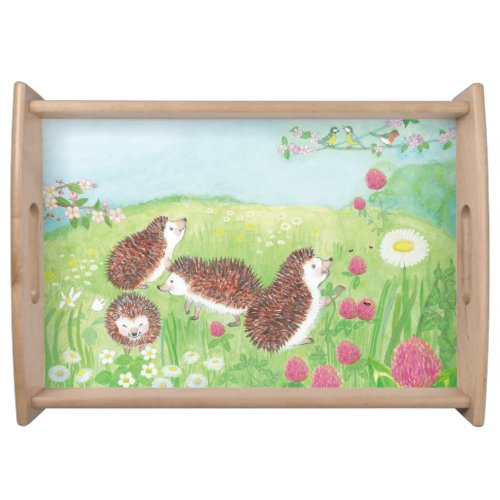 Four Little Hedgehogs in the Meadow Serving Tray