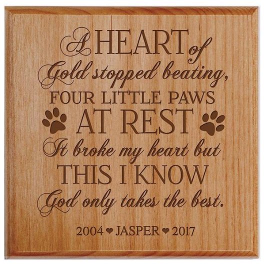 Four Little Paws at Rest Small Alder Wood Pet Urn (Front)