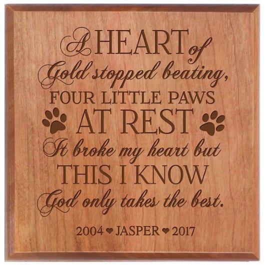 Four Little Paws at Rest Small Cherry Wood Pet Urn (Front)
