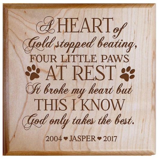 Four Little Paws at Rest Small Maple Wood Pet Urn (Front)