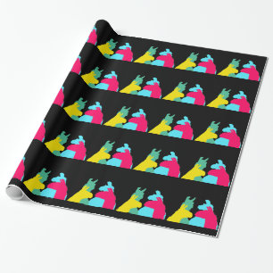 Four Llamas in Four Llama Colors - A Bold Graphic Wrapping Paper