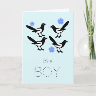 Four magpies baby it's a boy new baby card