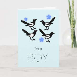 Four magpies baby it's a boy new baby card