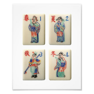 Four Mah-Jong Season tiles photo print