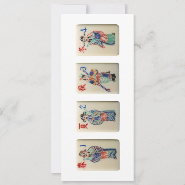 Four Mahjong Season tiles (Warriors) – Invitation (Front)