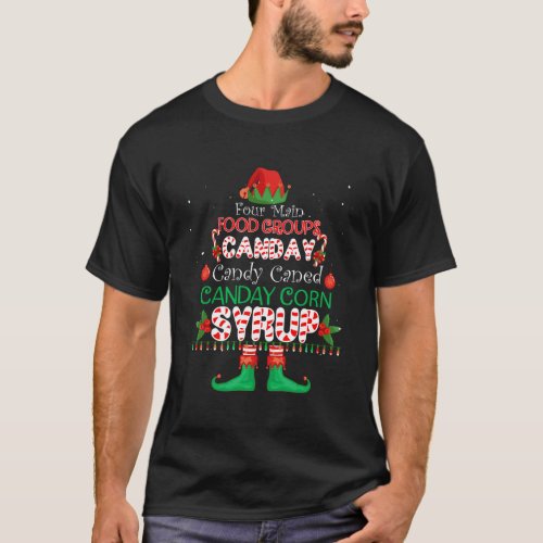 Four Main Food Groups Elf Buddy Christmas Pajama T_Shirt