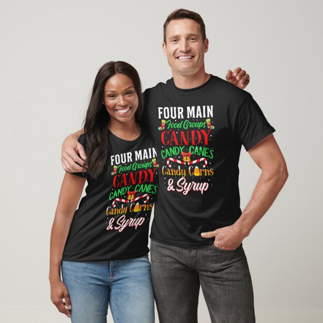 Four Main Food Groups Elf Buddy Christmas Pajama Xmas Gifts T-Shirt