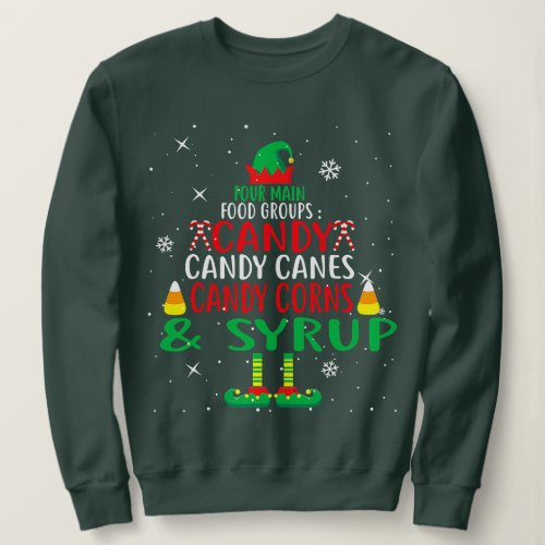 Four Main Food Groups Elf Buddy Christmas Pajama X Sweatshirt