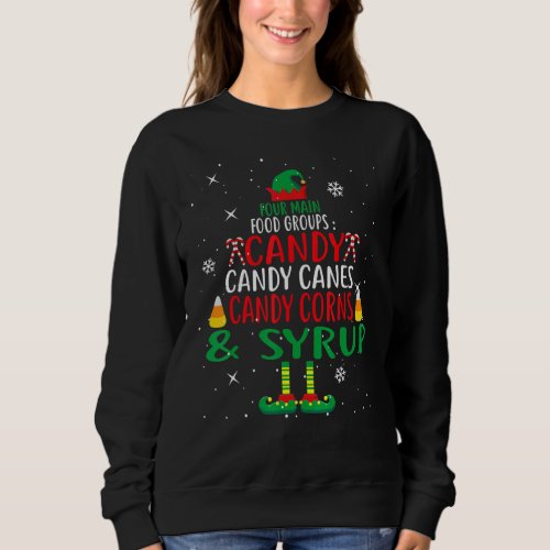 Four Main Food Groups Elf Buddy Christmas Pajama X Sweatshirt