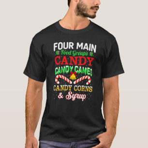 Four Main Funny Food Groups Christmas Candy Cane C T-Shirt