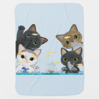 Four Medaka Cats Baby Blanket