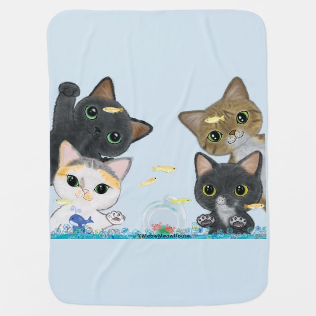Four Medaka Cats Baby Blanket (Front)